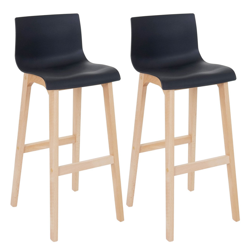 2x tabouret de bar Saskatoon, chaise de comptoir avec dossier, similicuir - noir