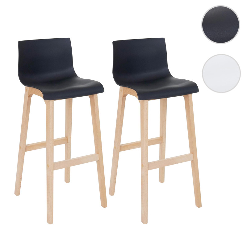 2x tabouret de bar Saskatoon, chaise de comptoir avec dossier, similicuir - noir