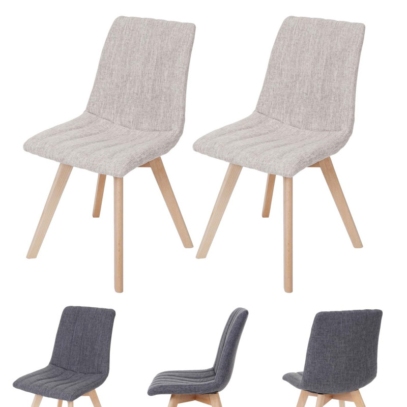 2x chaise de salle à manger Calgary, fauteuil, design rétro des années 50, tissu - crème