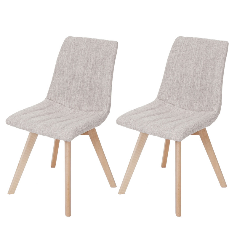 2x chaise de salle à manger Calgary, fauteuil, design rétro des années 50, tissu - crème