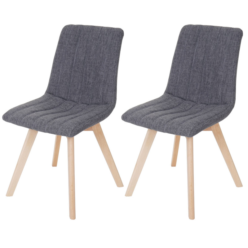 2x chaise de salle à manger Calgary, fauteuil, design rétro des années 50, tissu - gris