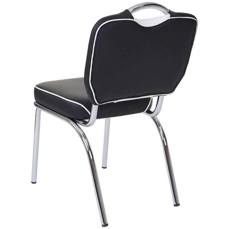 2x chaise de salle à manger Avellino, fauteuil avec dossier, style rétro, similicuir - noir / blanc