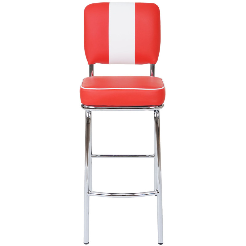 2x tabouret de bar Avellino, chaise de comptoir, design rétro des années 50, similicuir - rouge / blanc