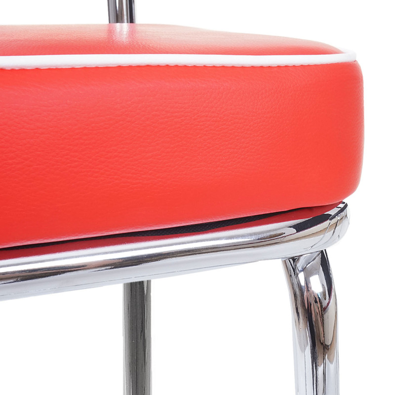 2x tabouret de bar Avellino, chaise de comptoir, design rétro des années 50, similicuir - rouge / blanc