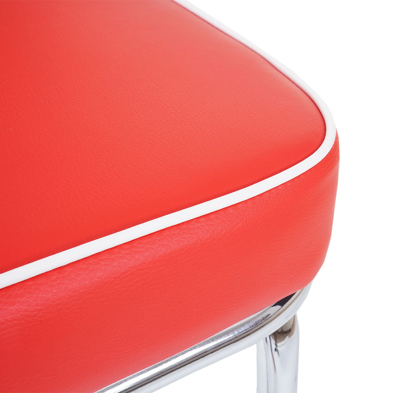 2x tabouret de bar Avellino, chaise de comptoir, design rétro des années 50, similicuir - rouge / blanc