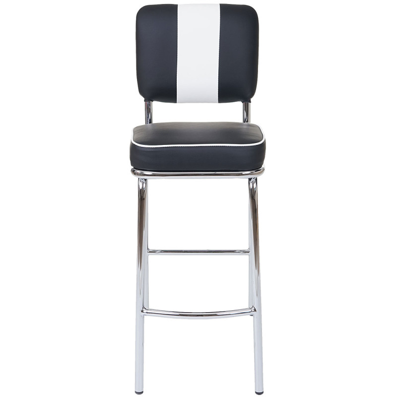 2x tabouret de bar Avellino, chaise de comptoir, design rétro des années 50, similicuir - noir / blanc