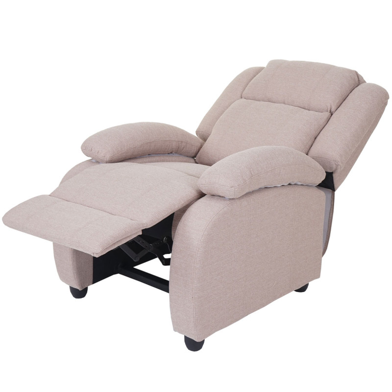 Fauteuil TV Lincoln, fauteuil de relaxation, tissus - crème-gris