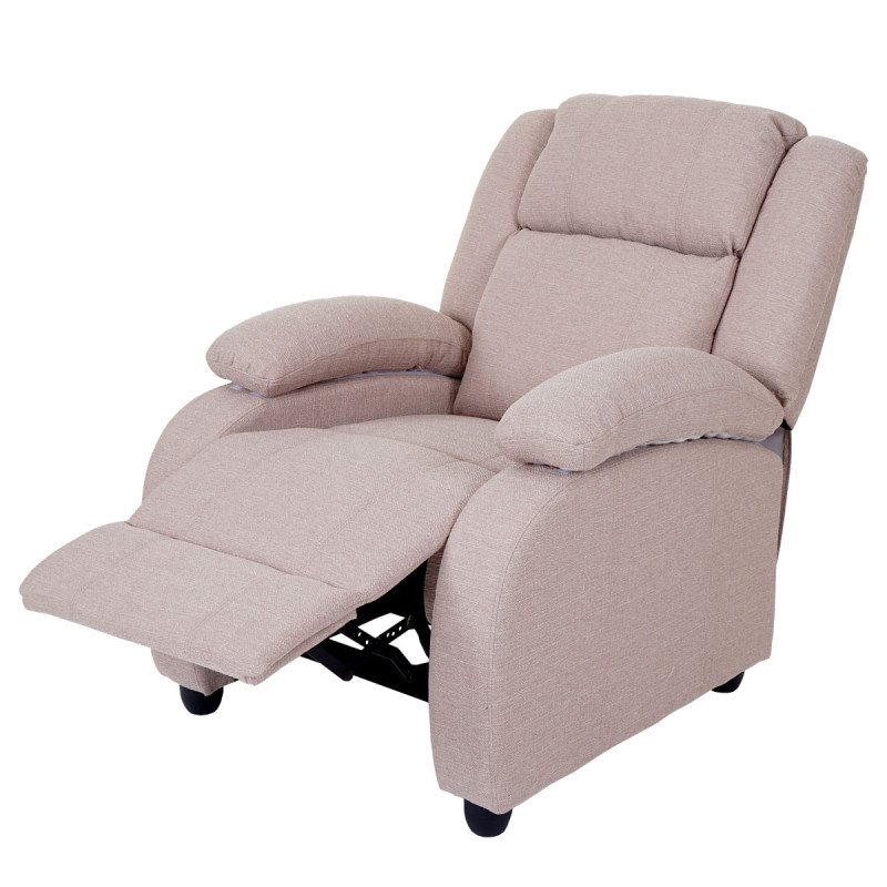 Fauteuil TV Lincoln, fauteuil de relaxation, tissus - crème-gris