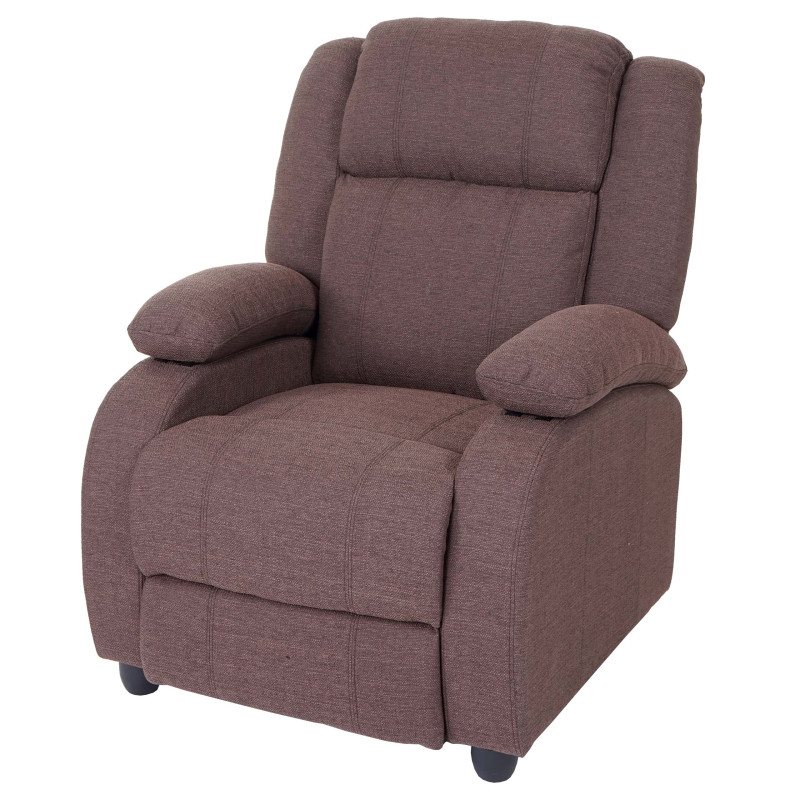 Fauteuil TV Lincoln, fauteuil de relaxation, tissus, couleur d'acajou