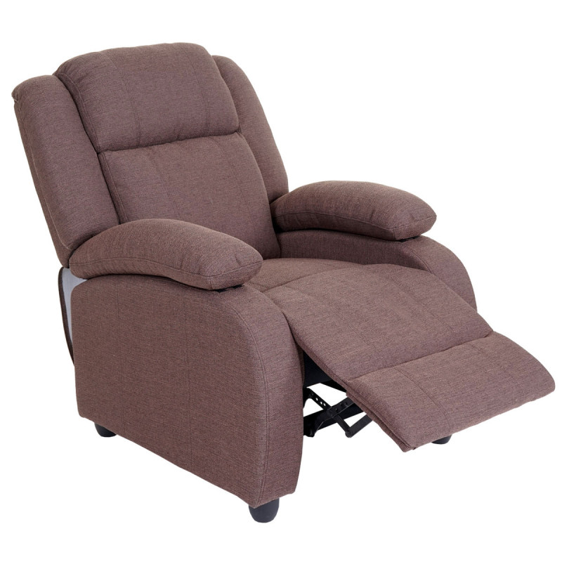 Fauteuil TV Lincoln, fauteuil de relaxation, tissus, couleur d'acajou