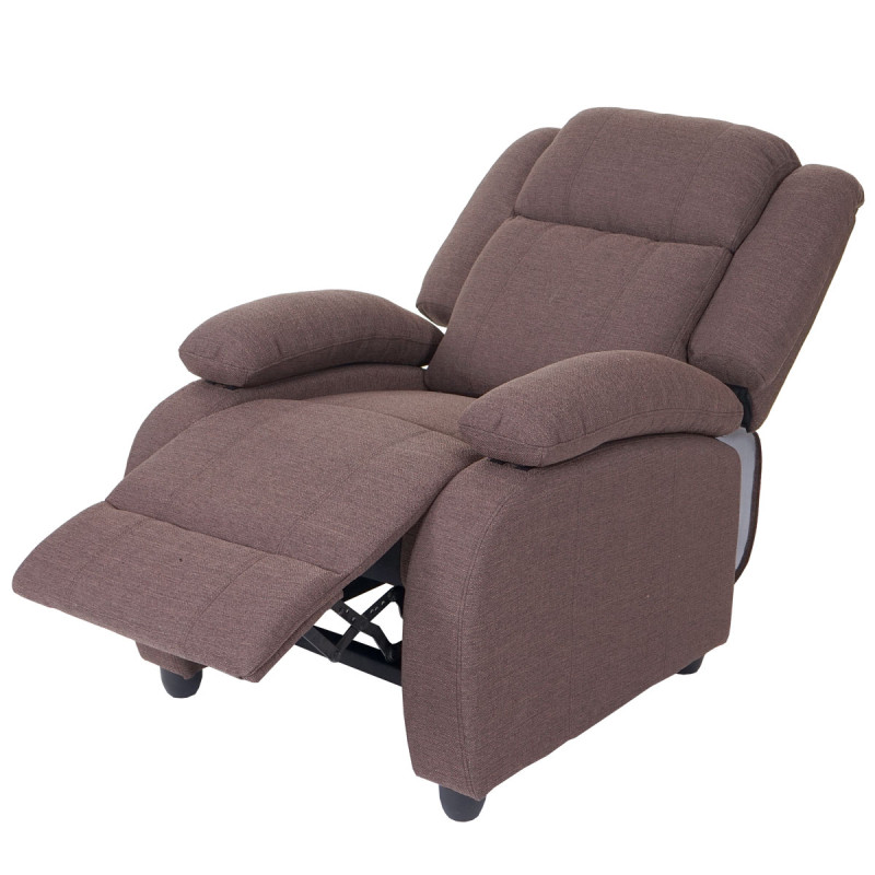 Fauteuil TV Lincoln, fauteuil de relaxation, tissus, couleur d'acajou