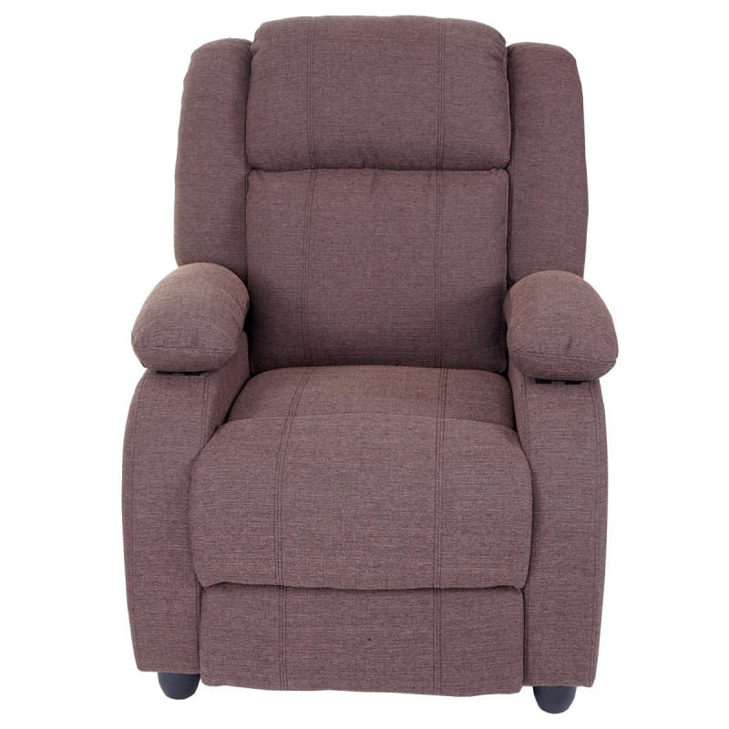 Fauteuil TV Lincoln, fauteuil de relaxation, tissus, couleur d'acajou