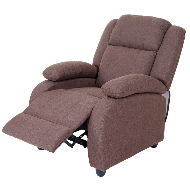 Fauteuil TV Lincoln, fauteuil de relaxation, tissus, couleur d'acajou