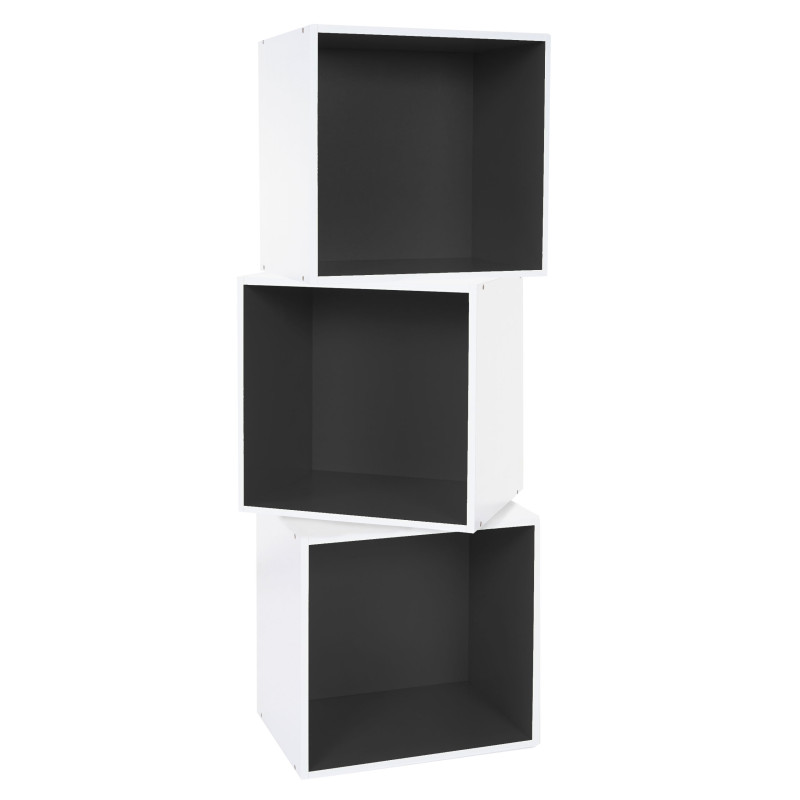 3x étagère cube Falun, étagère indépendante, bibliothèque, 3 cubes à 39x39x29cm - noir