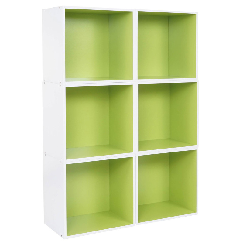 6x étagère cube Falun, étagère indépendante, bibliothèque, 6 cubes à 39x39x29cm - vert