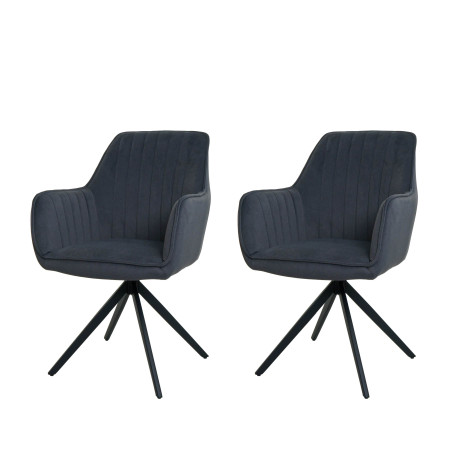 Lot de 2 chaises de salle à manger  avec accoudoirs, pivotante Auto-Position tissu/textile - anthracite