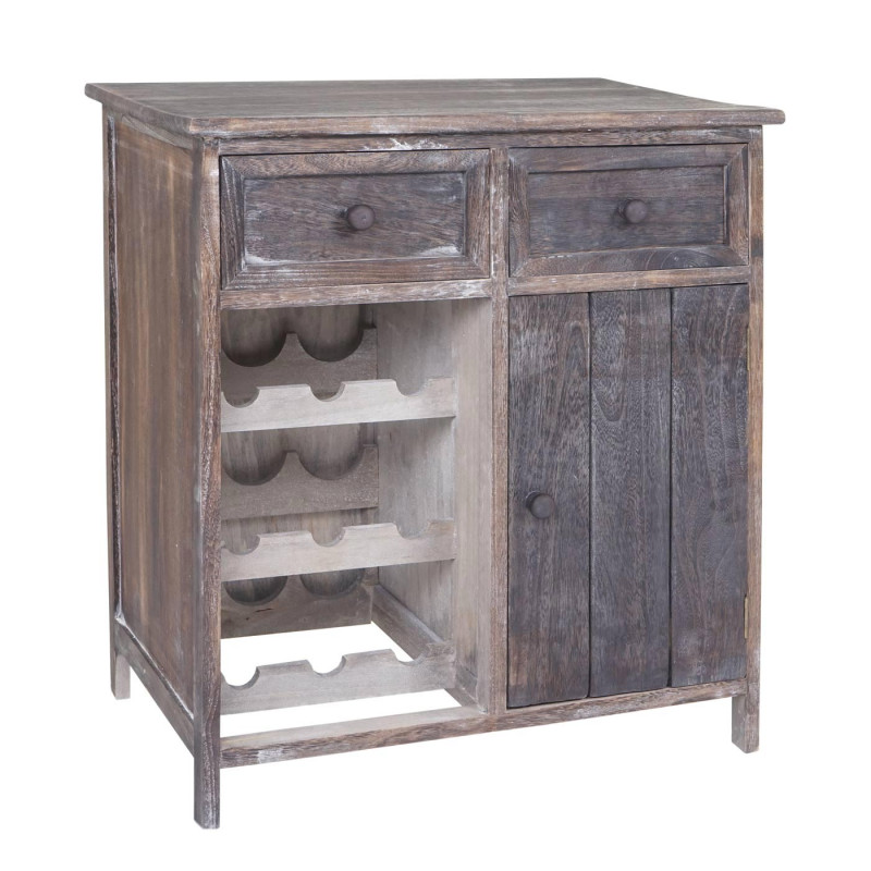 Étagère à vin Ithaka, commode à bouteilles, étagère pour 9 bouteilles, style shabby - marron