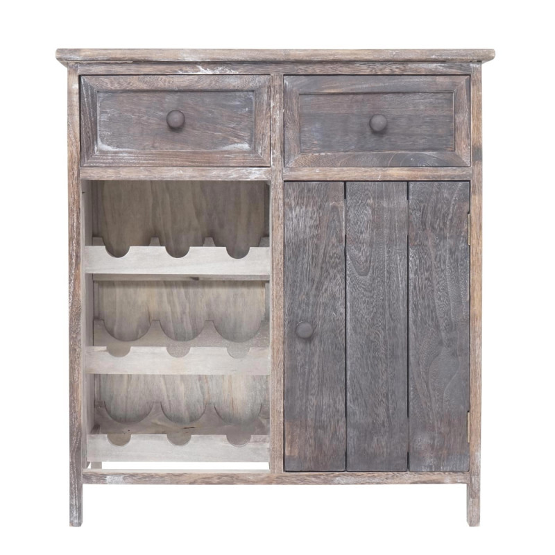 Étagère à vin Ithaka, commode à bouteilles, étagère pour 9 bouteilles, style shabby - marron