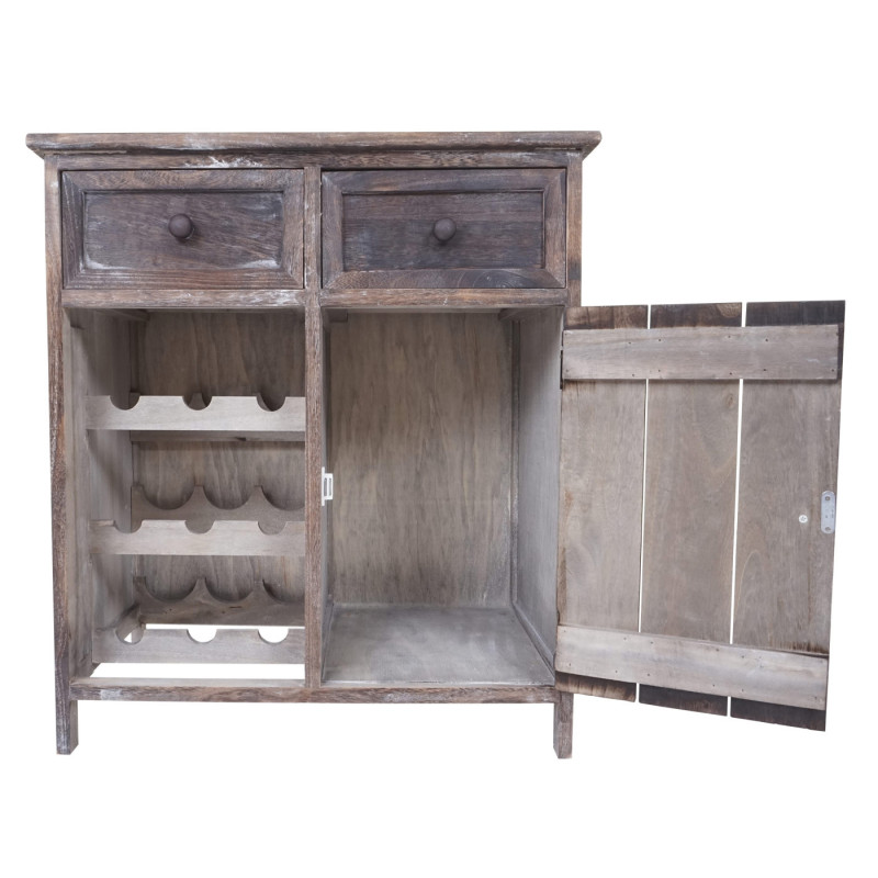 Étagère à vin Ithaka, commode à bouteilles, étagère pour 9 bouteilles, style shabby - marron