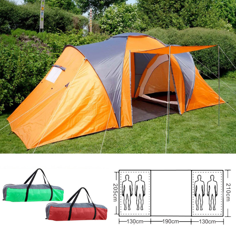 Tente de camping Loksa, 4 personnes, bivouac / igloo, tente pour festival - vert