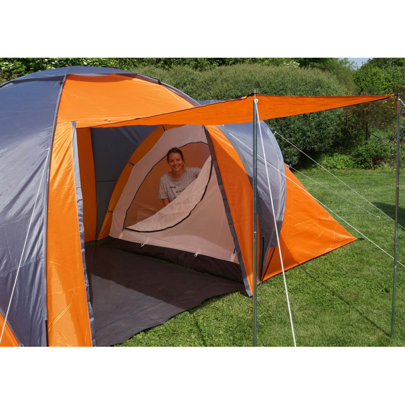 Tente de camping Loksa, 4 personnes, bivouac / igloo, tente pour festival - orange