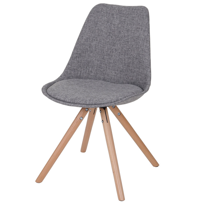 2x chaise de séjour / salle à manger Malmö T501 / rétro - tissu gris, pieds clairs