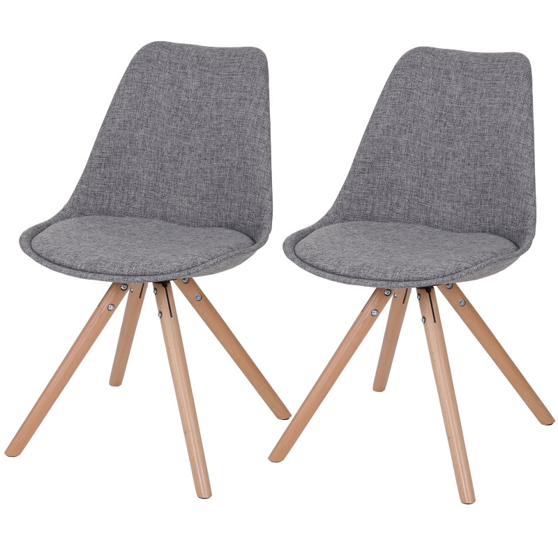 2x chaise de séjour / salle à manger Malmö T501 / rétro - tissu gris, pieds clairs