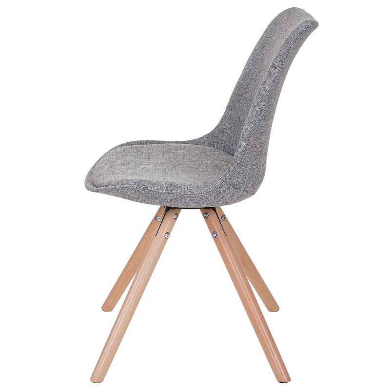 2x chaise de séjour / salle à manger Malmö T501 / rétro - tissu gris, pieds clairs