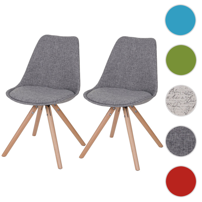 2x chaise de séjour / salle à manger Malmö T501 / rétro - tissu gris, pieds clairs