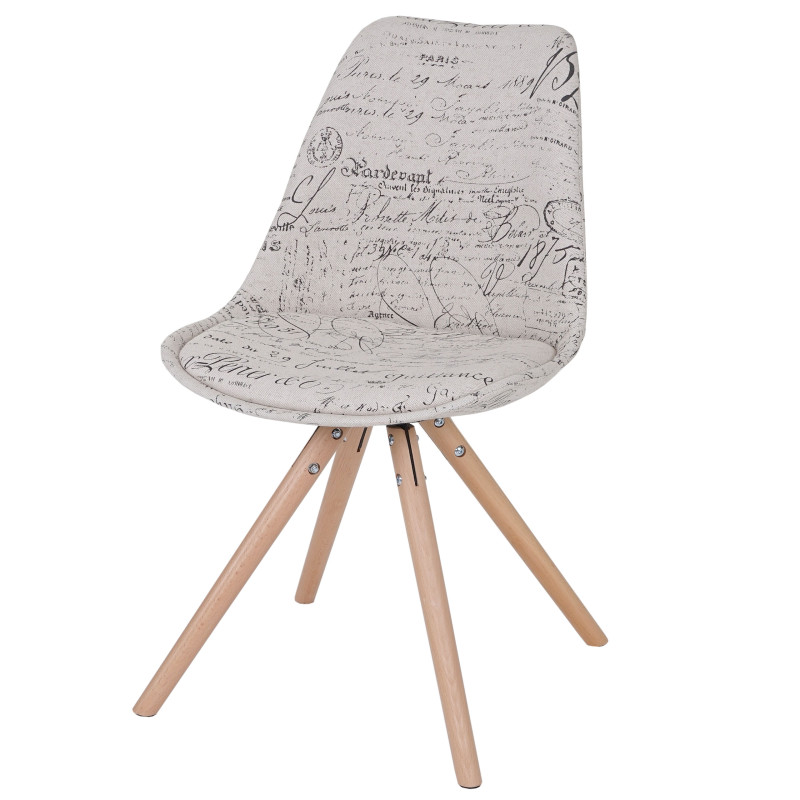 2x chaise de séjour/salle à manger Malmö T501 / design rétro - tissu écriture, pieds clairs