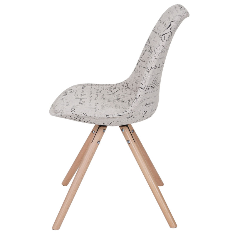 2x chaise de séjour/salle à manger Malmö T501 / design rétro - tissu écriture, pieds clairs