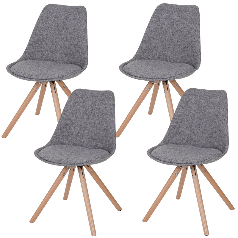 4x chaise de séjour / salle à manger Malmö T501 / rétro - tissu gris, pieds clairs