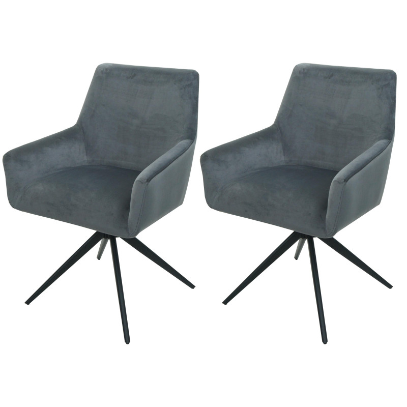 Lot de 2 chaises de salle à manger  accoudoir pivotant Auto-Position tissu/textile - gris foncé