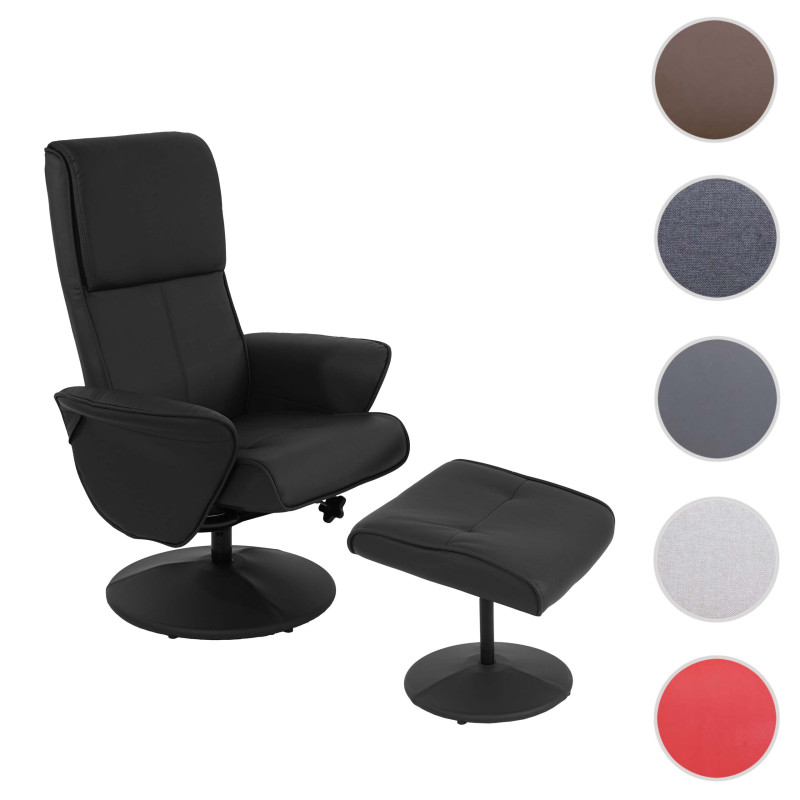 Fauteuil relax Helsinki, fauteuil de télévision avec tabouret - similicuir, crème