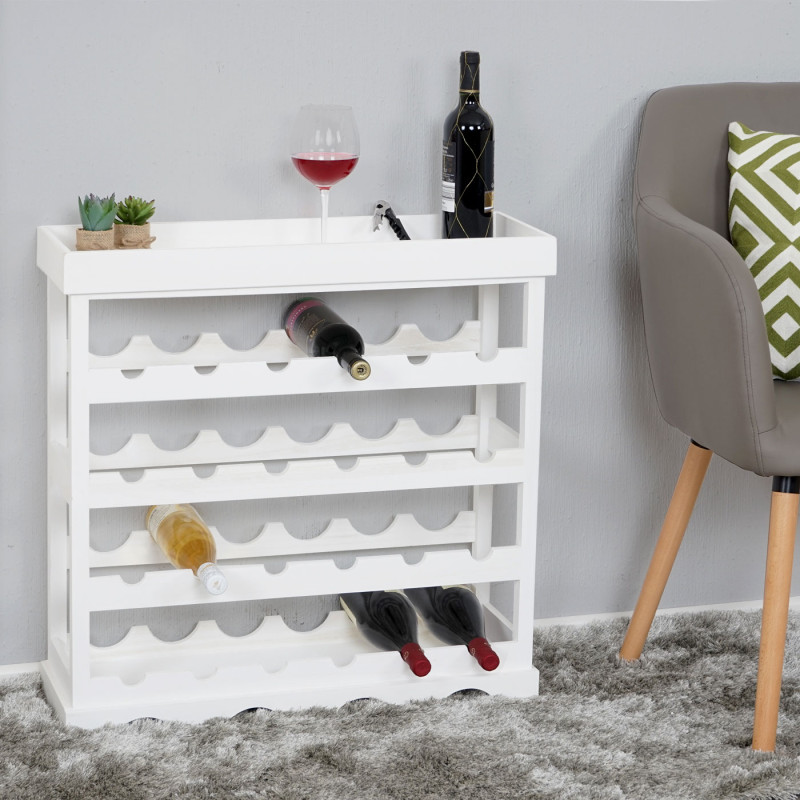 Étagère à vin Sevilla, étagère pour 24 bouteilles, style shabby, 25x70x70cm