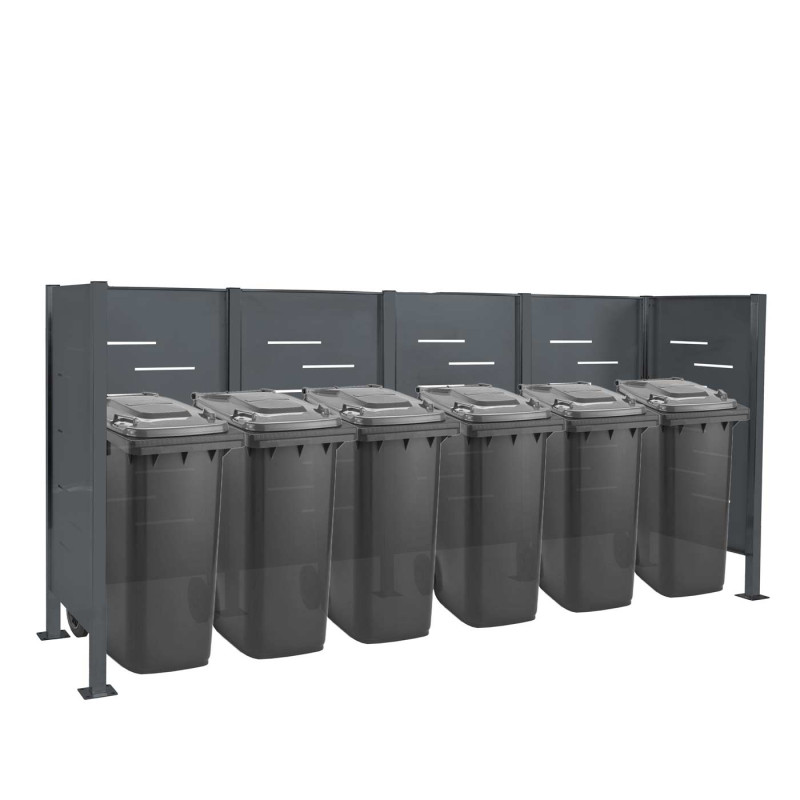 Clôture pour poubelles Habillage pour poubelles Rangement pour poubelles, 150x325x85cm métal - anthracite