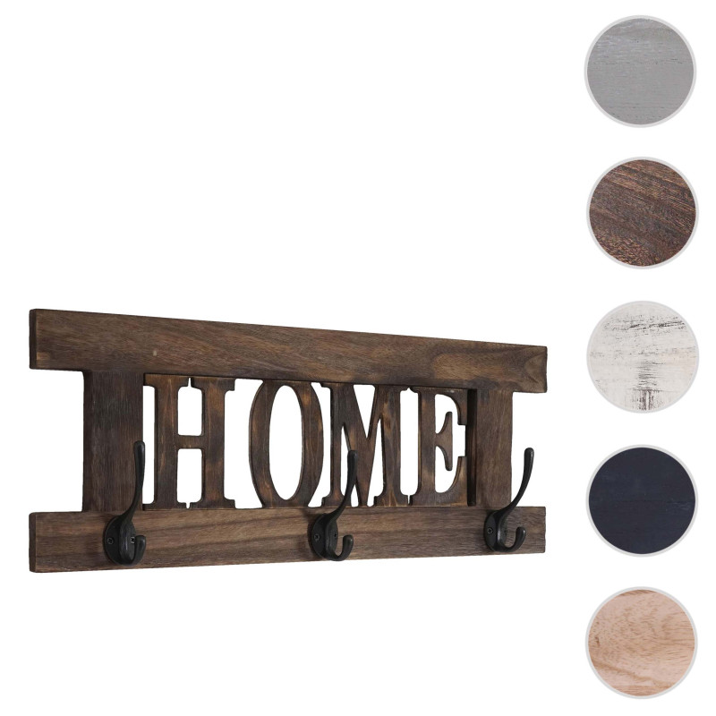 Garde-robe murale Home, planche vestiaire, style shabby, vintage avec 3 crochets, 55x20cm