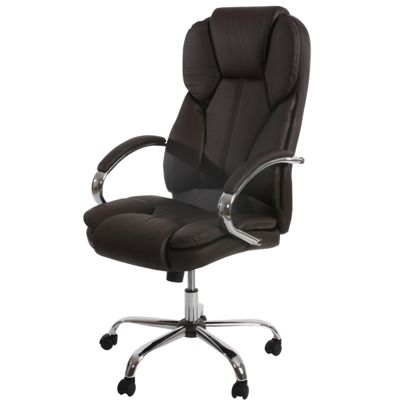 Fauteuil de bureau pro Kansas XXL fauteuil directorial pivotant, charge jusqu'à 150kg, similicuir - marron