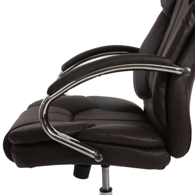 Fauteuil de bureau pro Kansas XXL fauteuil directorial pivotant, charge jusqu'à 150kg, similicuir - marron
