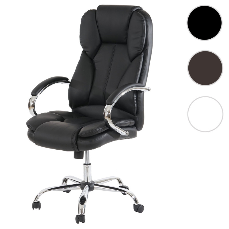 Fauteuil de bureau pro Kansas XXL fauteuil directorial pivotant, charge jusqu'à 150kg, similicuir - noir