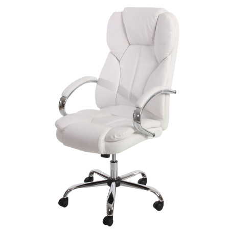 Fauteuil de bureau pro Kansas XXL fauteuil directorial pivotant, charge jusqu'à 150kg, similicuir - blanc