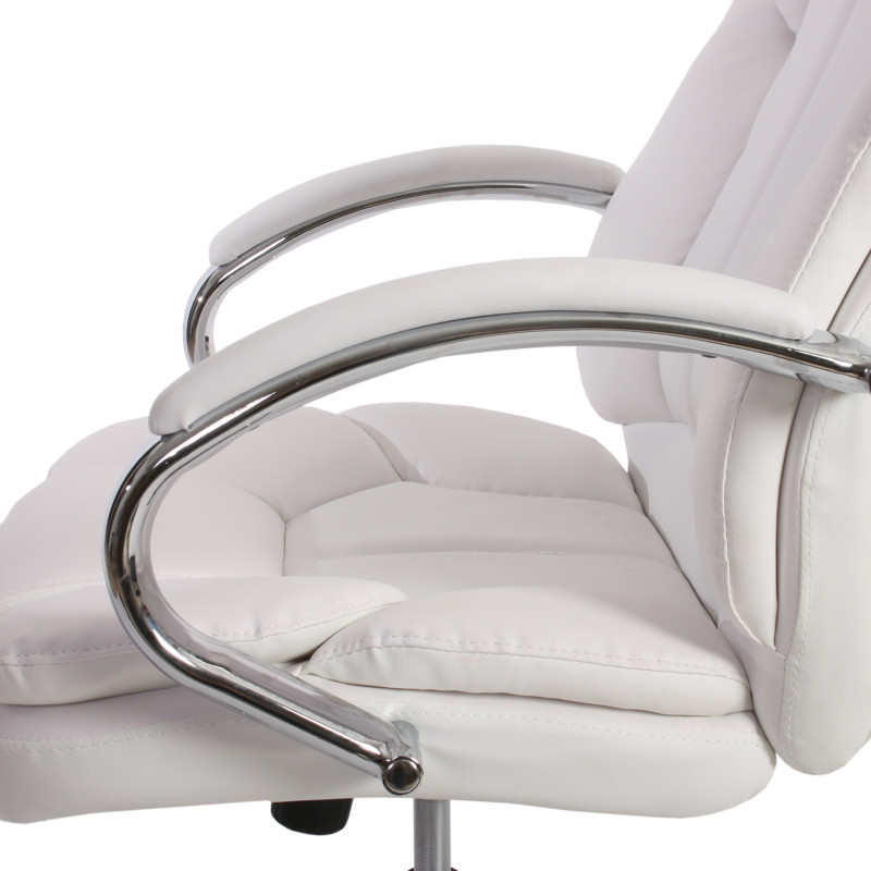 Fauteuil de bureau pro Kansas XXL fauteuil directorial pivotant, charge jusqu'à 150kg, similicuir - blanc