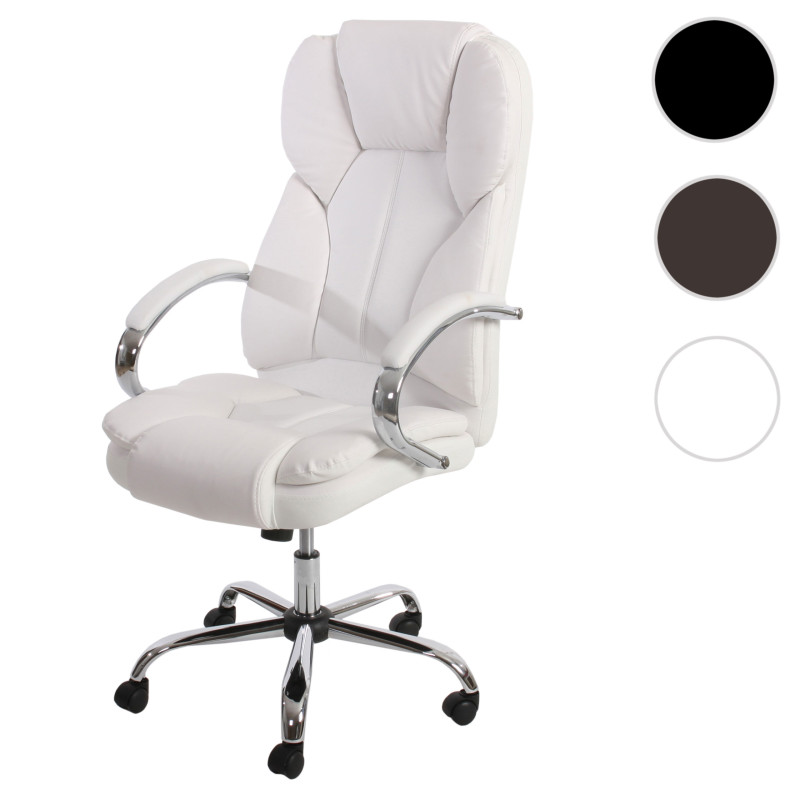 Fauteuil de bureau pro Kansas XXL fauteuil directorial pivotant, charge jusqu'à 150kg, similicuir - blanc