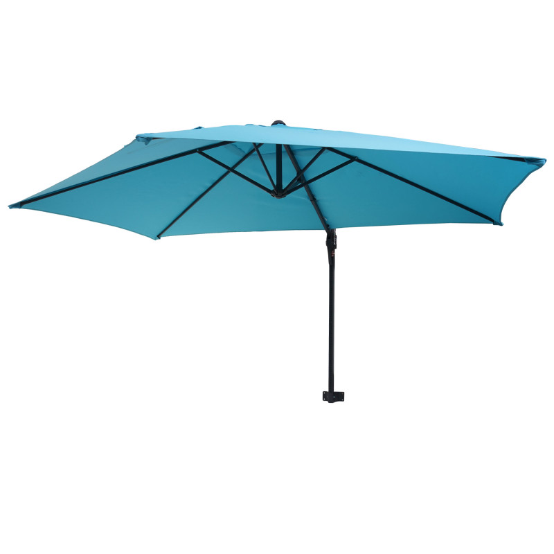 Parasol mural Casoria, parasol déporté pour le balcon, 3m, inclinable - turquoise