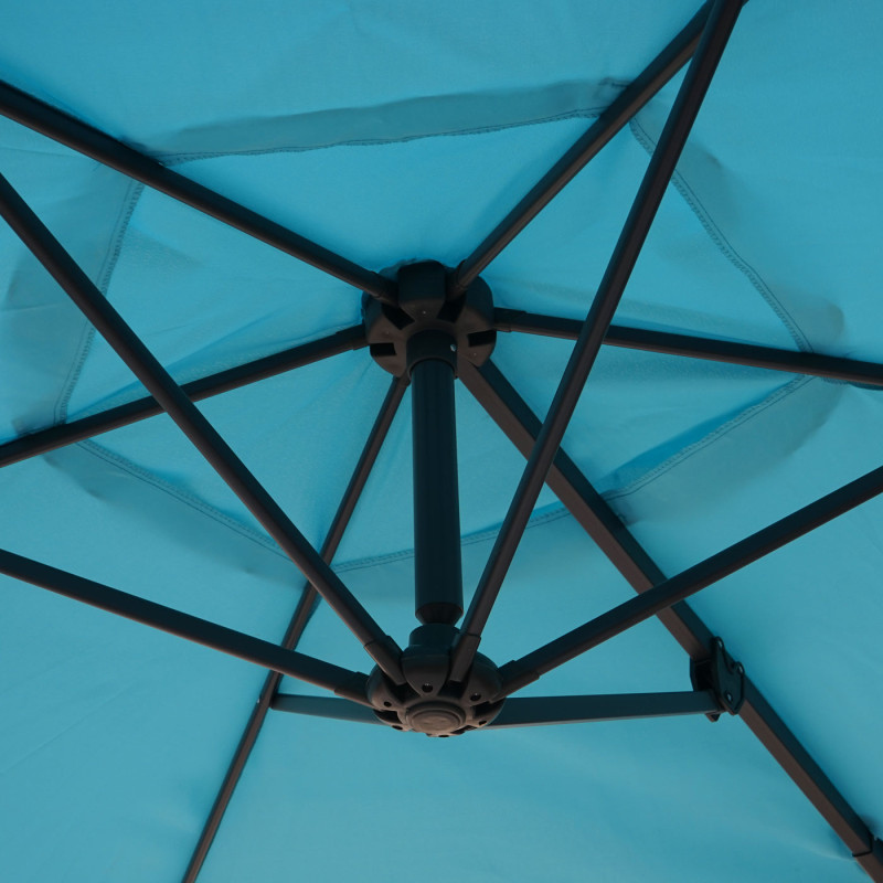 Parasol mural Casoria, parasol déporté pour le balcon, 3m, inclinable - turquoise