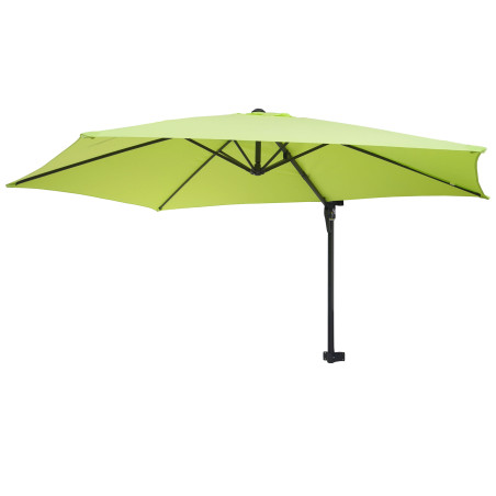 Parasol mural Casoria, parasol déporté pour le balcon, 3m, inclinable - vert limon