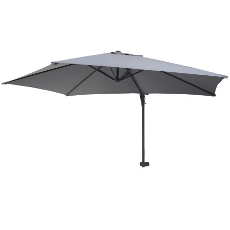 Parasol mural Casoria, parasol déporté pour le balcon, 3m, inclinable - gris