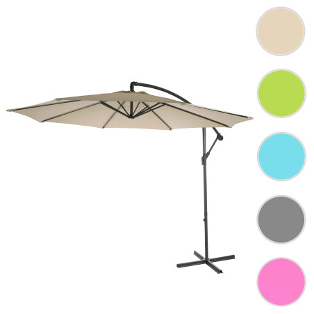 Parasol déporté semi-pro Acerra, protection contre le soleil, 3m inclinable - vert limon avec support