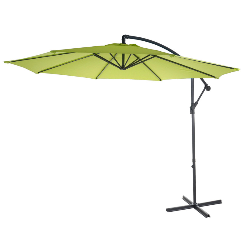 Parasol déporté semi-pro Acerra, protection contre le soleil, 3m inclinable - vert limon sans support