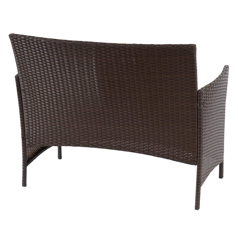 Banc de jardin Halden en polyrotin, banquette - marron chiné, coussin vert